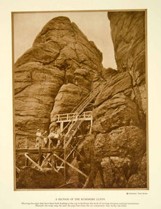 1928 Photogravure Mount Rushmore Cliffs Black Hills Construction Monument YTMM5