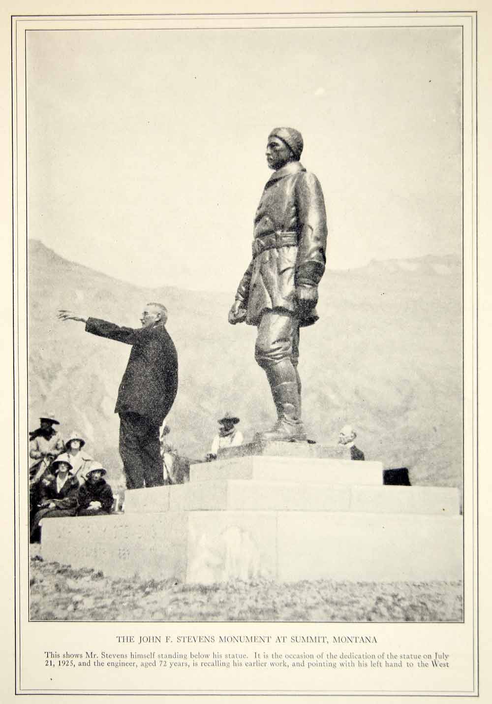 1927 Print John F. Stevens Monument Summit Montana Statue Engineer YTMM5