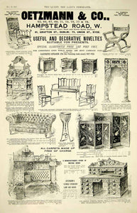 1895 Ad Antique Victorian Sofa Desk Chair Japanese Screen Oetzmann & Co YTQ1