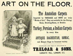 1895 Ad Antique Anatolian Turkish Persian Carpet Rug Treloar Victorian YTQ1