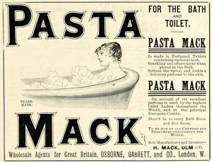 1895 Ad Antique Pasta Mack Bath Water Additive Carbonic Acid Effervescent YTQ1