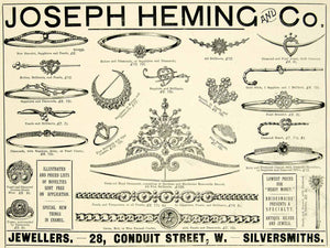 1895 Ad Antique Victorian Jewelry Joseph Heming Diamond Bracelet Ring YTQ1