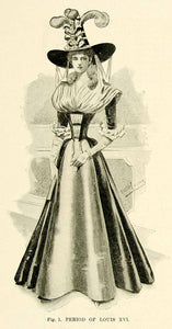 1895 Print Antique Victorian Masquerade Fancy Dress Costume Louis XVI YTQ1