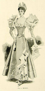 1895 Print Antique Victorian Masquerade Costume Pound Notes Money Fancy YTQ1