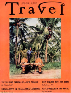 1938 Cover Travel Orange April Puerto Rico Wagon Yoke Farmer Palm Trees YTR1