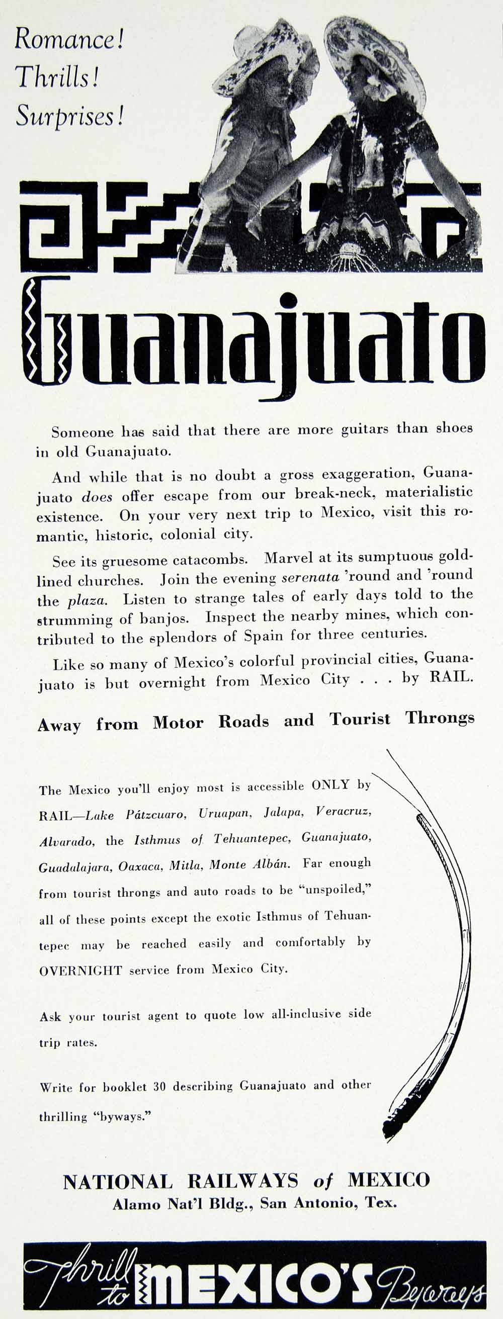 1936 Ad Guanajuato Mexico National Railways Train Travel Transportation YTR1
