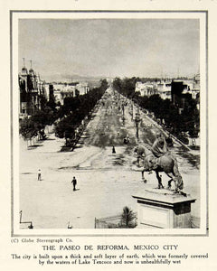1914 Print Paseo Reforma Mexico City Historical Street Scene Equestrian YTR1