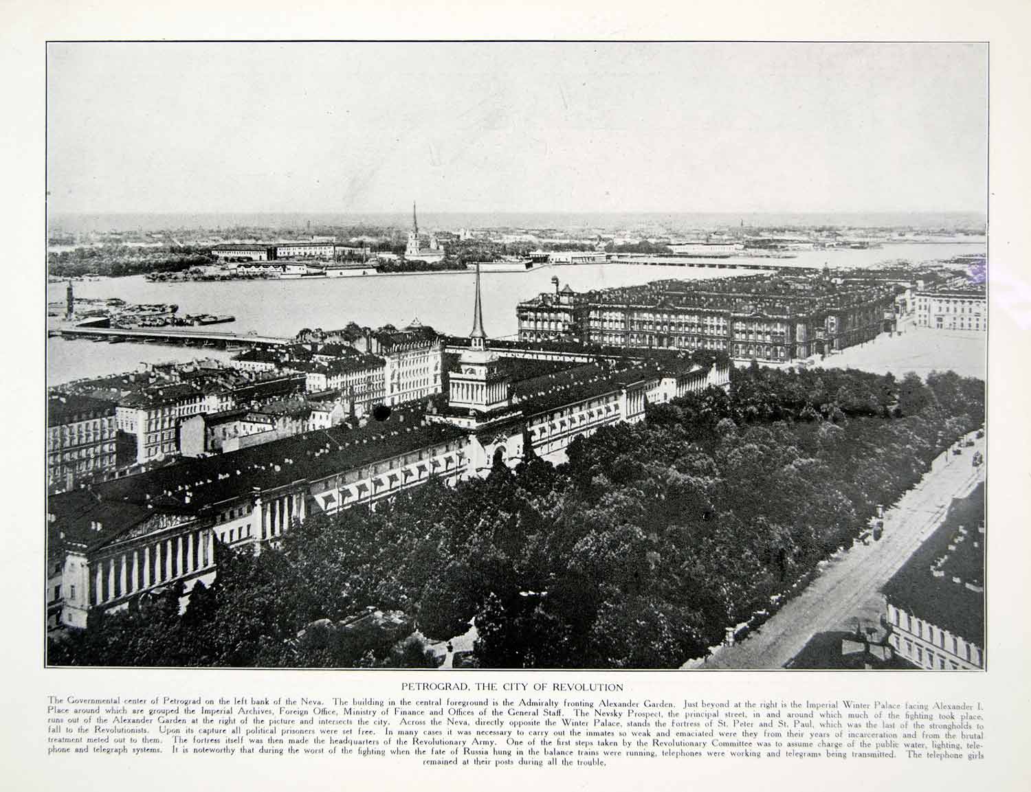 1917 Print Petrograd Leningrad Saint Petersburg Russia Aerial View YTR1