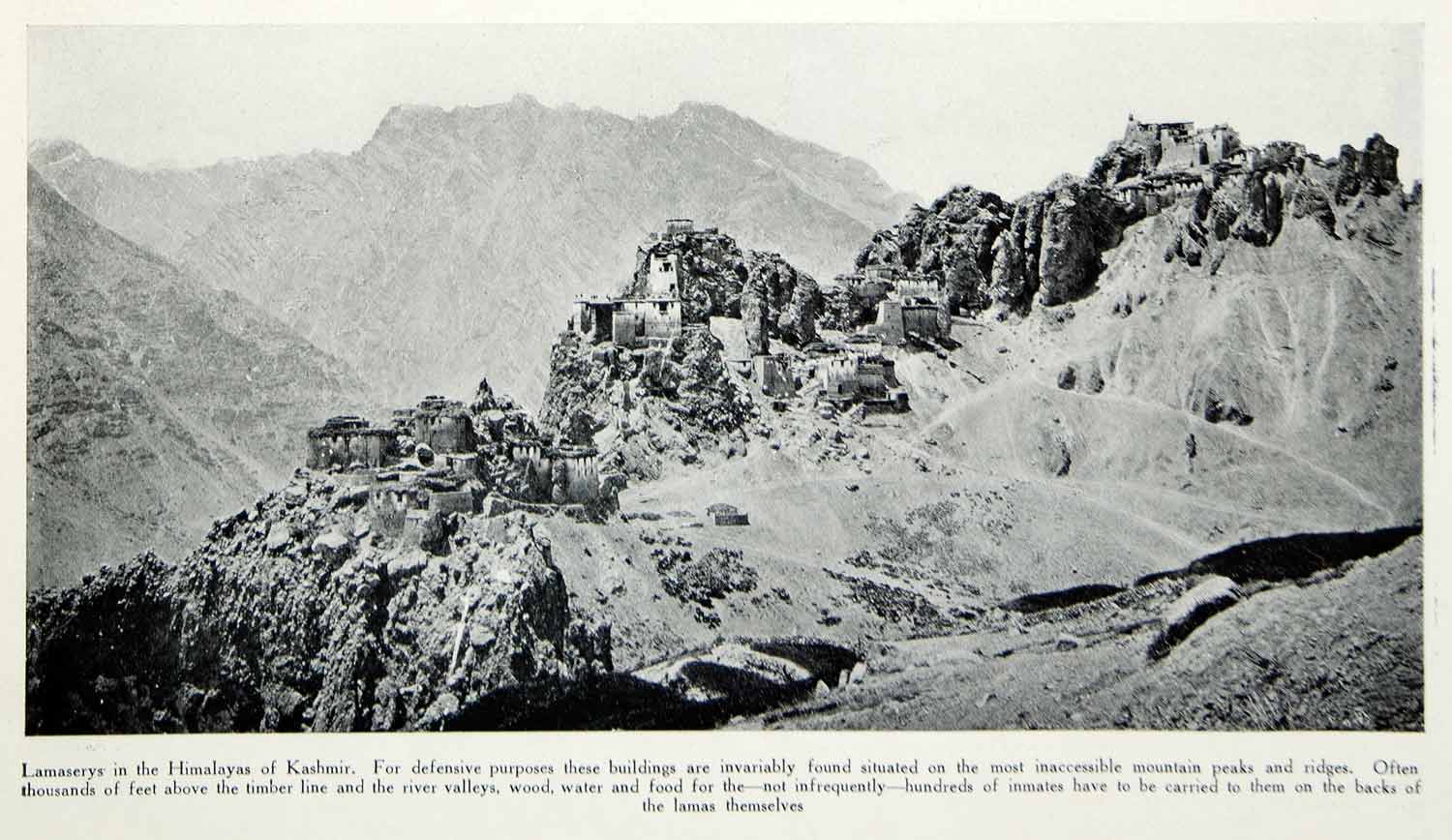 1916 Print Buddhist Lamasery Monastery Buildings Himalayan Mountains YTR2
