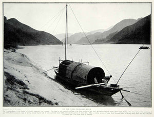 1916 Print Yangtze River Chang Jiang China Boat Mountains Chinese Landscape YTR2