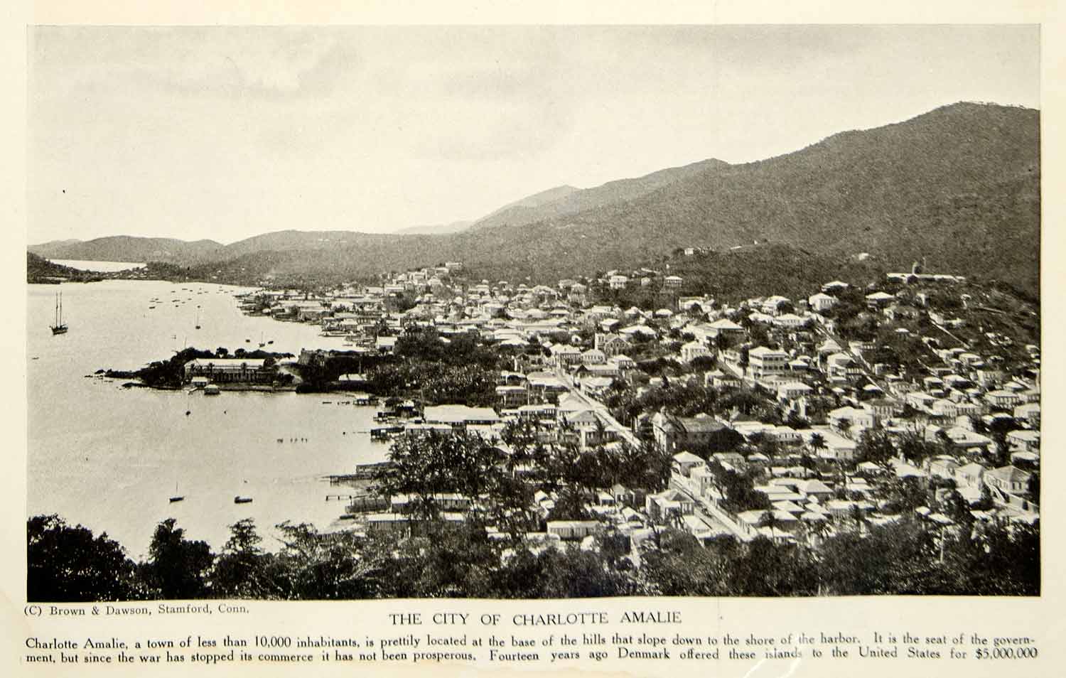 1916 Print Charlotte Amalie St. Thomas Virgin Islands City Danish West YTR2