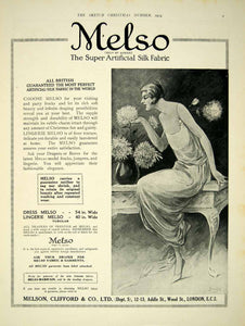 1924 Ad Melso Artificial Silk Fabric Material Melson Clifford Addle St YTS1
