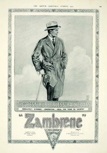 1924 Ad Zambrene Rubberless Raincoats Birnbaum Men's Fashion Clothing Hat YTS1