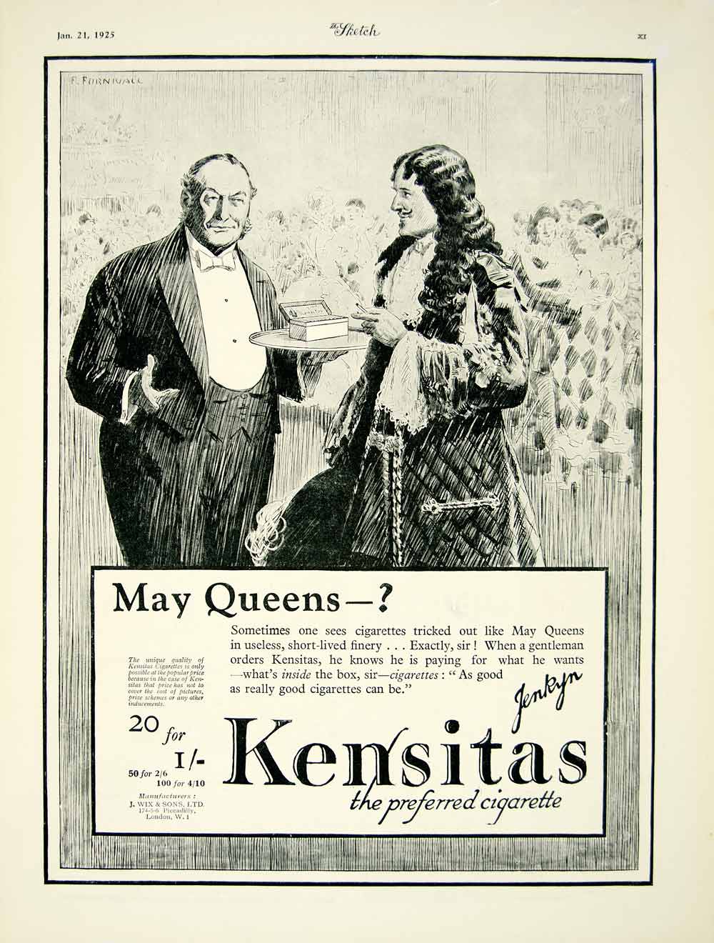 kensitas cigarette 1925 Ad May Queens Kensitas Jenkyn Cigarette Tobacco Smoking J. Wix YTS1