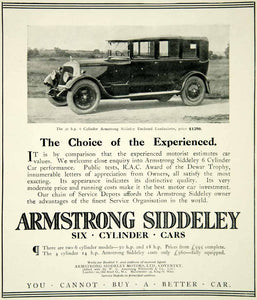 1924 Ad Armstrong Siddeley Automobile Classic Car Six Cylinder Dewar Trophy YTS1