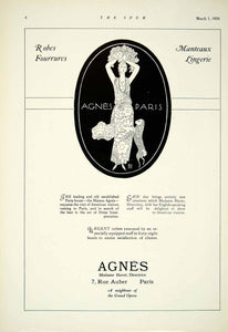 1924 Ad Agnes 7 Rue Auber Paris France Robes Lingerie Clothing Art Nouveau YTS2