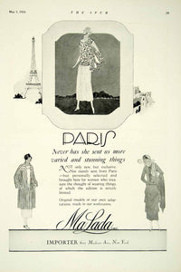 1924 Ad MaLada Imports 602 Madison Ave NY Paris France Women Fashion Art YTS2