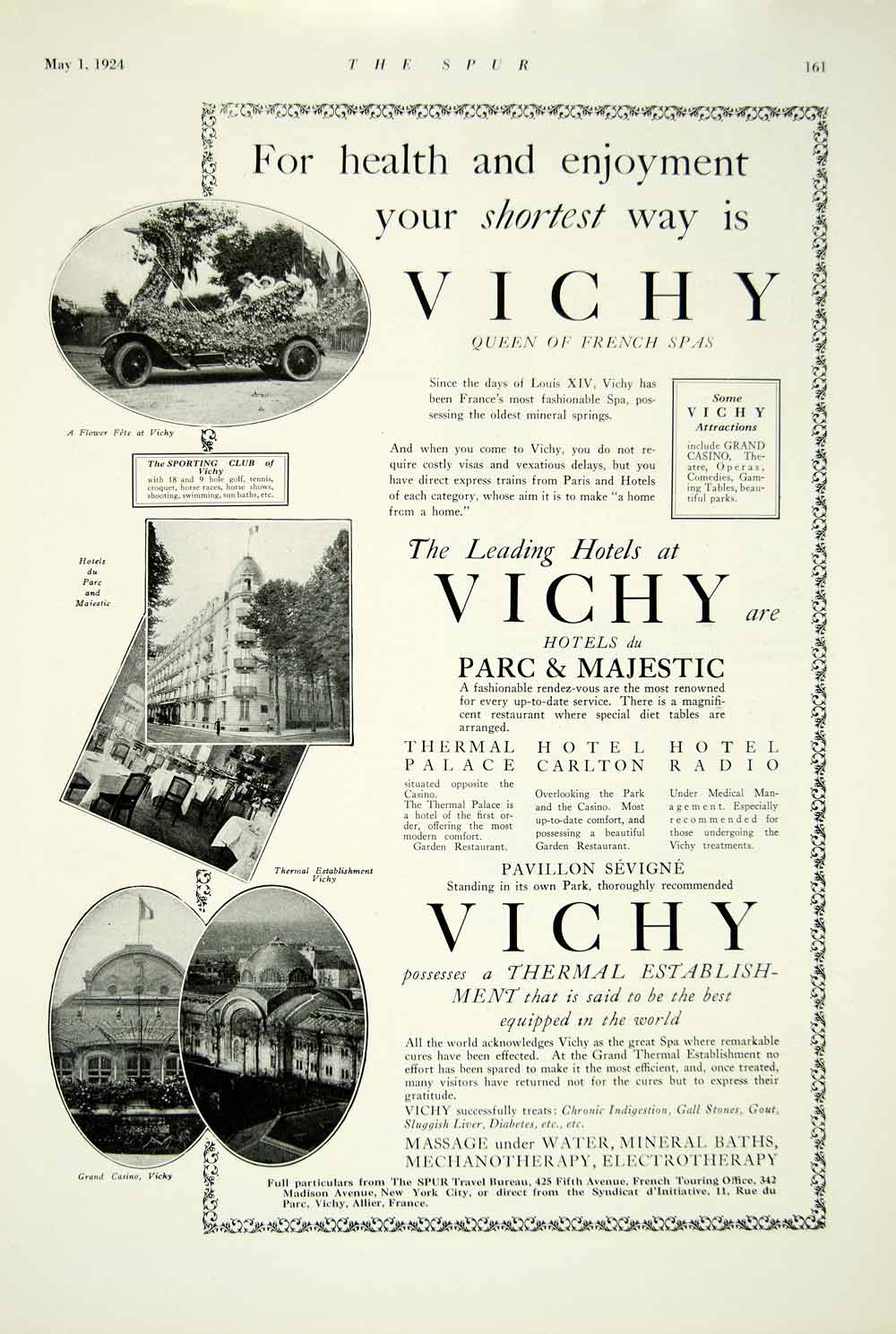 1924 Ad Vichy Tourist Attraction Hotel Du Parc Majestic Grand Casino France YTS2
