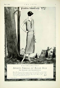 1924 Ad Franklin Simon Fifth Ave 37th 38th St NY Art Nouveau Fashion Frock YTS2