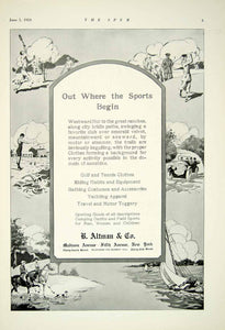 1924 Ad B Altman Madison Fifth Ave NY 34th St Sporting Goods Apparel Golf YTS2