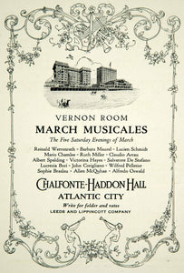 1924 Ad Chalfonte Haddon Hall Atlantic City Vernon Room Leeds Lippincott YTS2