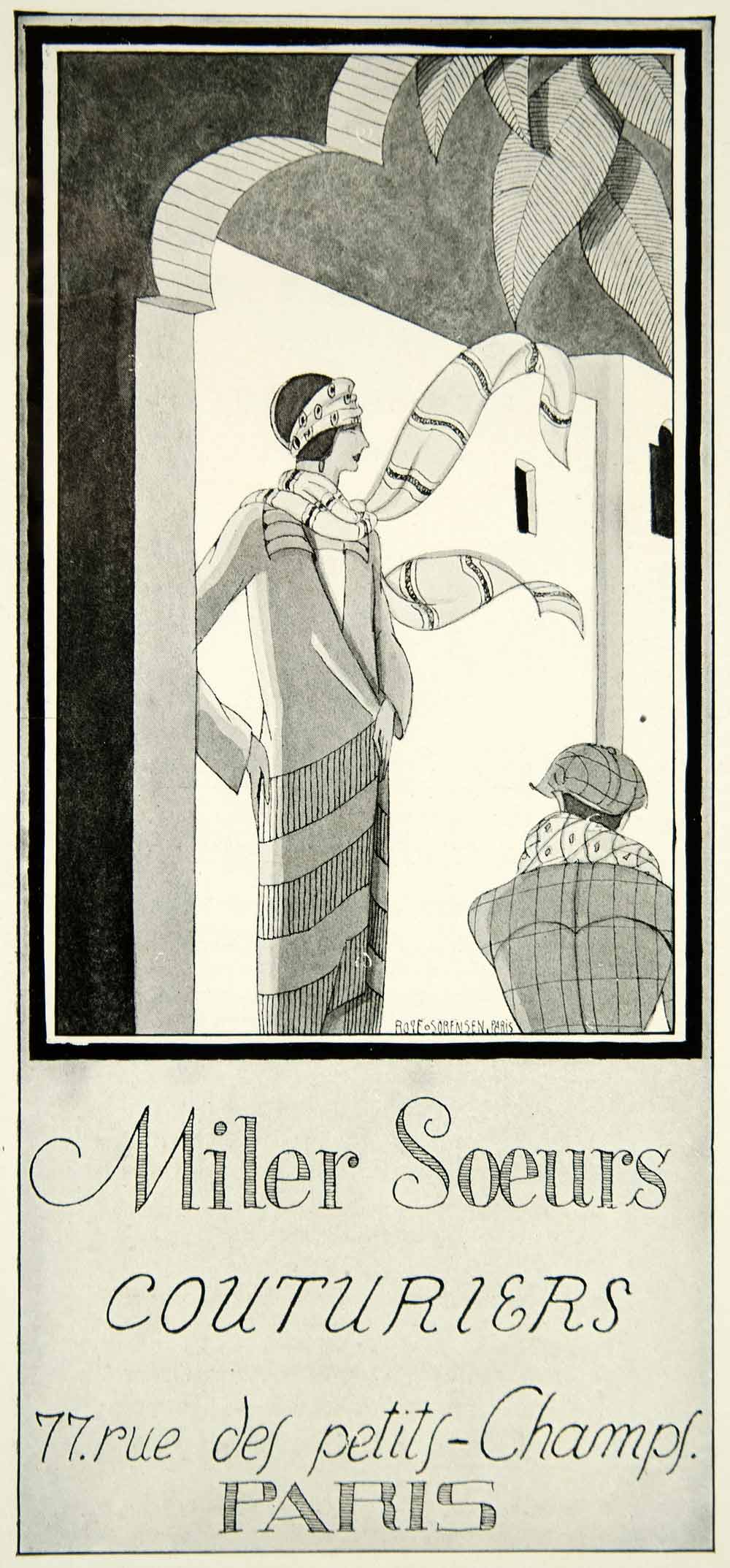 1924 Ad Boye Sorenson Art Deco Miler Soeurs Couturiers 77 Rue De Petits YTS2