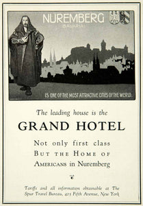 1924 Ad Grand Hotel Nuremberg Bavaria Germany H Bek-Gran Art Travel City YTS2