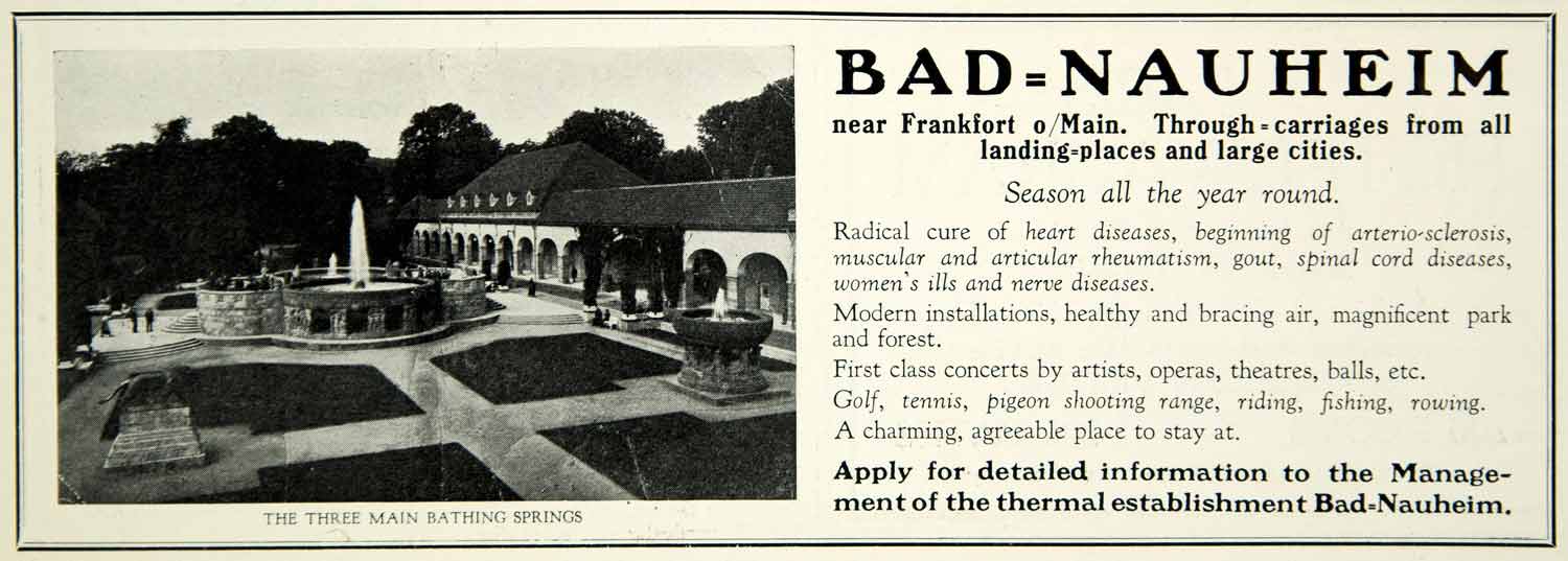 1924 Ad Bad Nauheim Frankfurt Thermal Springs Health Spa Bath Germany YTS2
