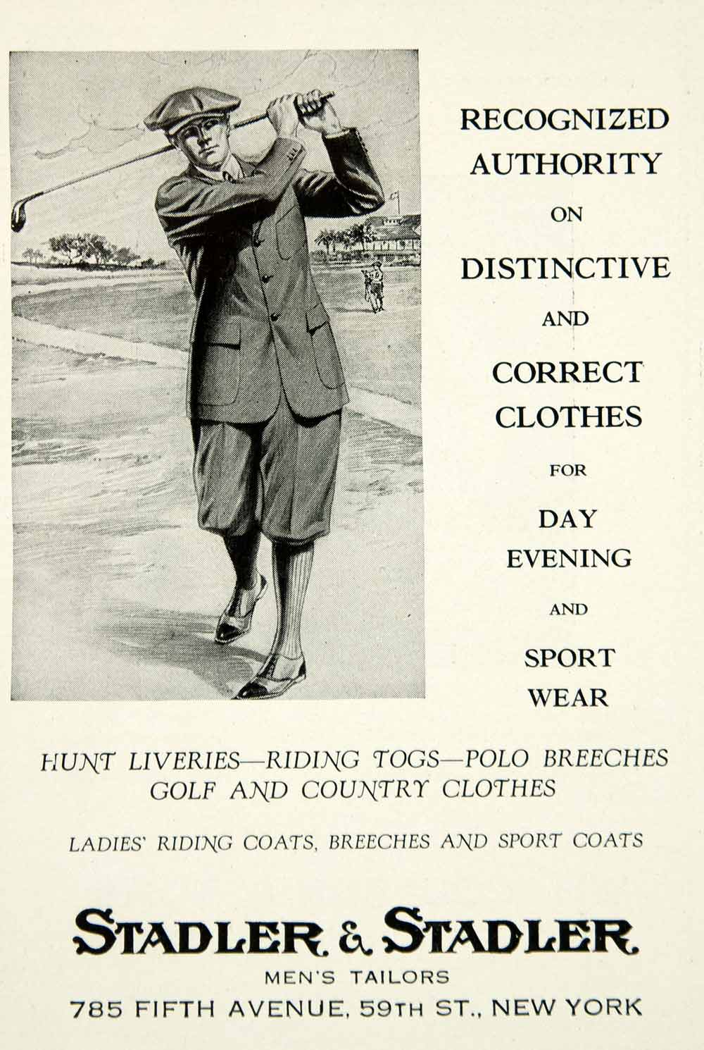 1924 Ad Stadler Mens Tailors 785 Fifth Ave 59th St NY Golf Apparel Style YTS2
