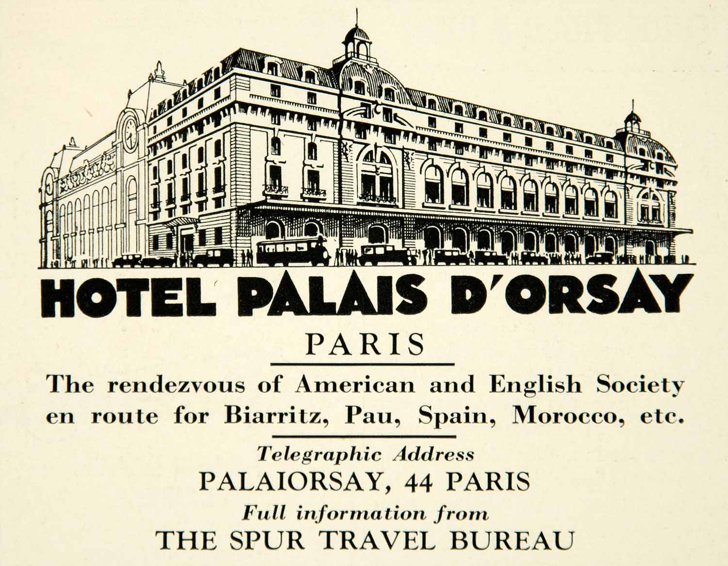 1931 Ad Hotel Palais D'Orsay Paris France Europe Architecture Tourism YTS2