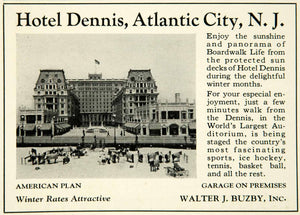 1931 Ad Hotel Dennis Atlantic City NJ Boardwalk Resort Tourism Beach YTS2