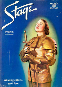 1935 Cover Stage Magazine Katherine Cornell Saint Joan Arc Armor Costume YTS3