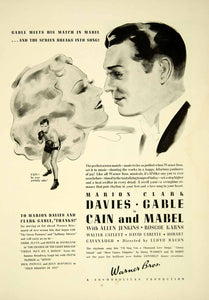 1936 Ad Warner Brothers Cain Mabel Marion Davies Clark Gabel Movie Actors YTS3