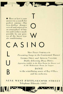 1935 Ad Town Casino Club Peggy Strickland George Owen Armand Vallerie Ray YTS3