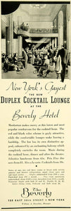 1936 Ad New York Duplex Cocktail Lounge Beverly Hotel Architecture Interior YTS3