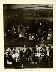 1935 Print Rooftop Dinning Skyline New York City Rainbow Grill Rockefeller YTS3