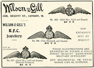 1918 Ad Wilson Gill Jewelry London England Gold Enamel Diamond Monogram YTT1