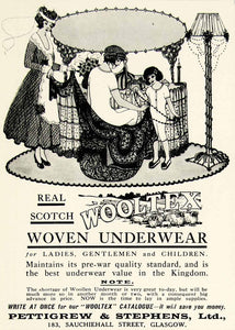 1918 Ad Wooltex Woven Underwear Family Child Pettigrew Stephens Glasgow YTT1