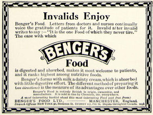 1918 Ad Benger's Food Nutritious Mailk Dairy Cream British Manchester YTT1