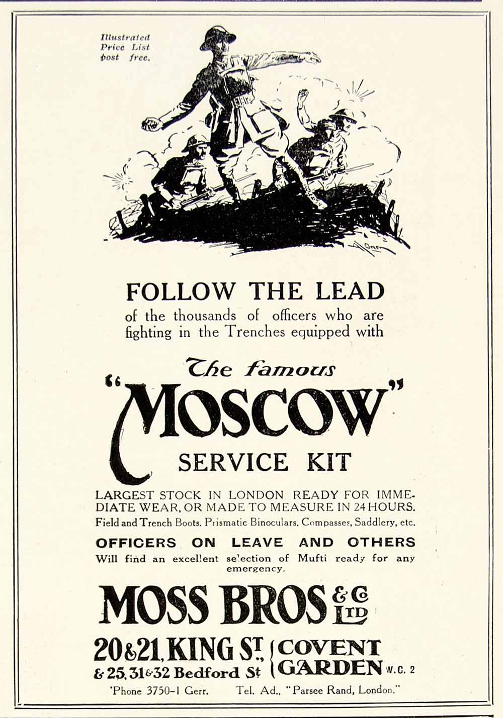 1918 Ad Moscow Service Military Army Officers Trenches Clothing Fashion YTT1