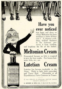 1918 Ad Meltonian Lutetian Cream Shoes Boot Polish Army London Bottle Jar YTT1