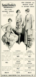 1918 Ad Samuel Lingerie Hosiery Salon Oxford Circus Nightdress Camisole YTT1