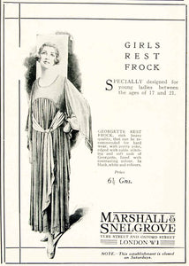 1918 Ad Georgette Girls Rest Frock Nightgown Marshall Snelgrove London YTT1