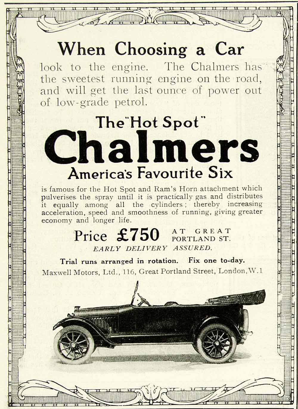 1918 Ad Hot Spot Chalmers Car Automobile Travel Vehicle Maxwell Motors YTT1