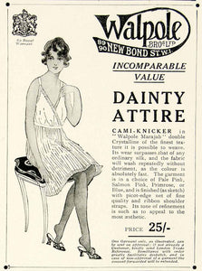 1918 Ad Walpole Dainty Attire New Bond St. Portrait Woman Gown Under YTT1