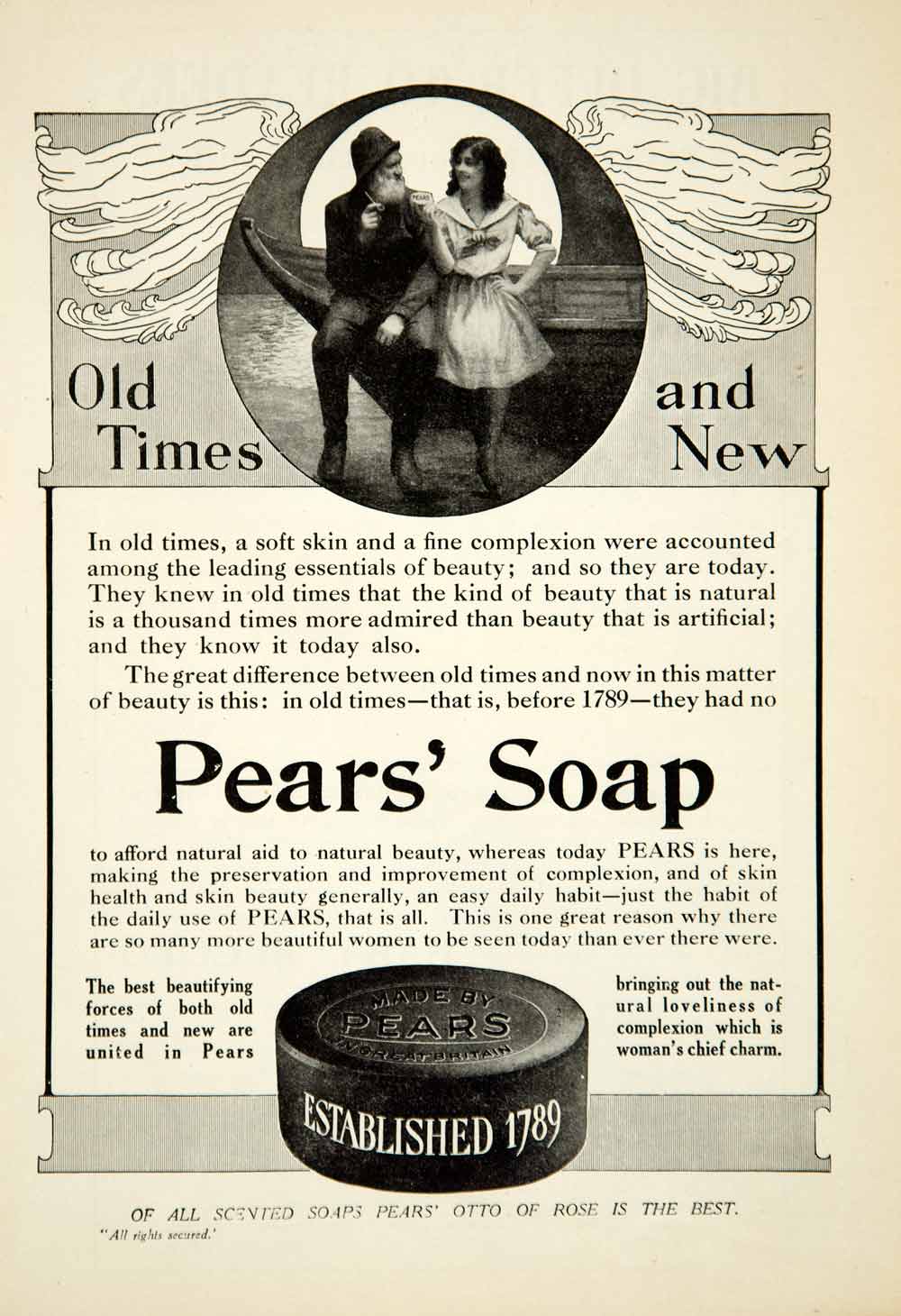 1910 Ad Pears Soap Health Beauty Hygiene Edwardian Era Household Domestic YTT2