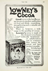 1911 Ad Walter M Lowney Breakfast Cocoa Chocolate Kitchen Food Art Nouveau YTT2