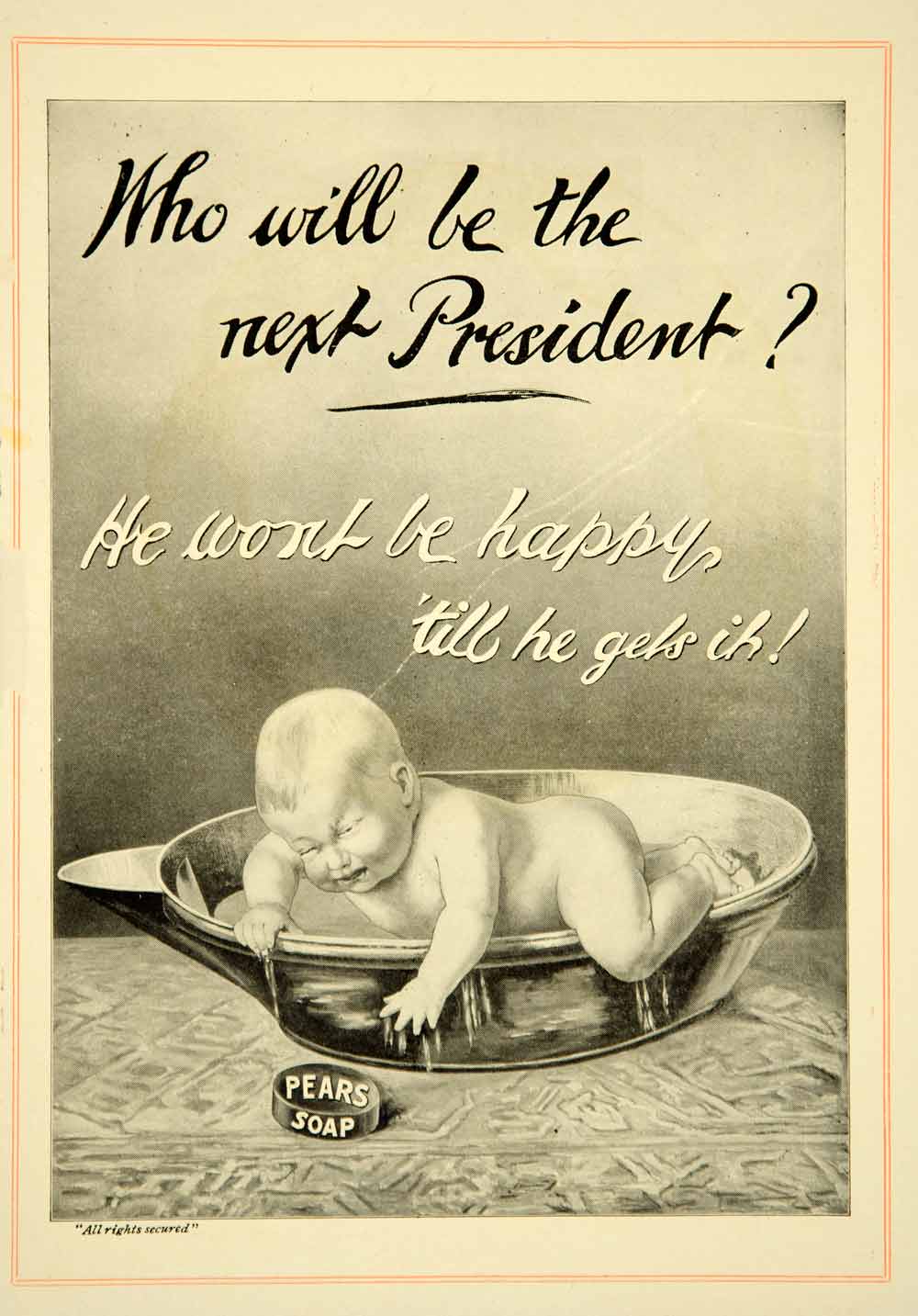 1912 Ad Pears Soap Nude Baby Washtub Health Beauty Hygiene Household Child YTT2
