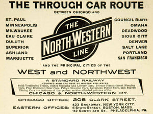 1895 Ad Chicago & North Western Railroad Line 208 Clark Street IL Train YTT2