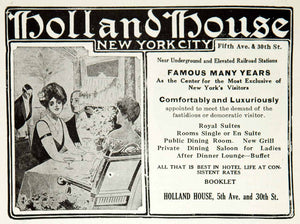 1911 Ad Holland House Hotel 5th Avenue 30th Street NYC Dinner Lounge Saloon YTT2